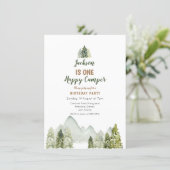 Outdoor Watercolor camper first birthday Invitation (Standing Front)