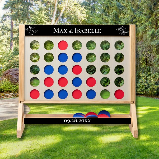 Outdoor Wedding Jumbo Fast Four (jumbo giant fast four outdoors lawn game for wedding reception guests, customize with names and date)
