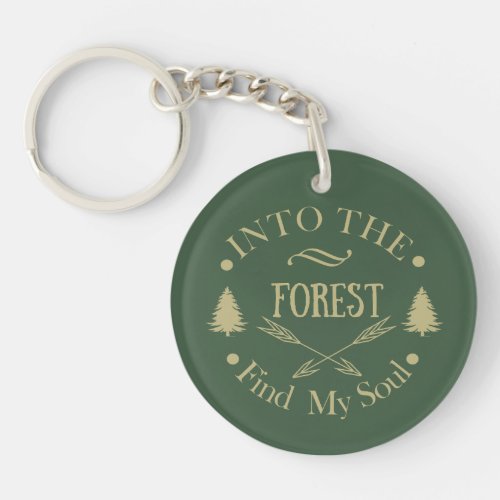 Outdoor wild nature Pine trees in the forest Keychain