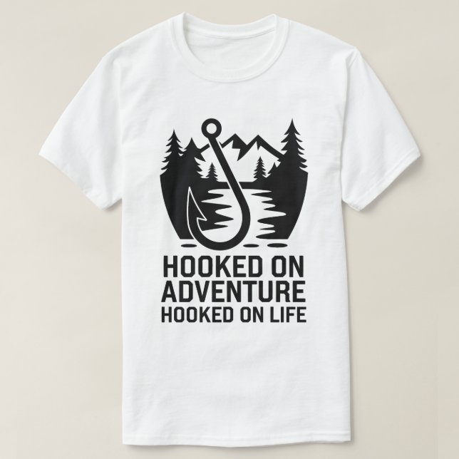 Outdoor Wilderness Fishing Hook Adventure Graphic T-Shirt (Design Front)