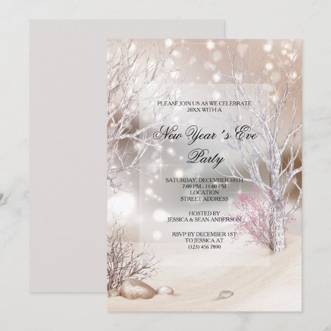 Outdoor Winters Scene New Year´s Eve Party Invitation (Front/Back)