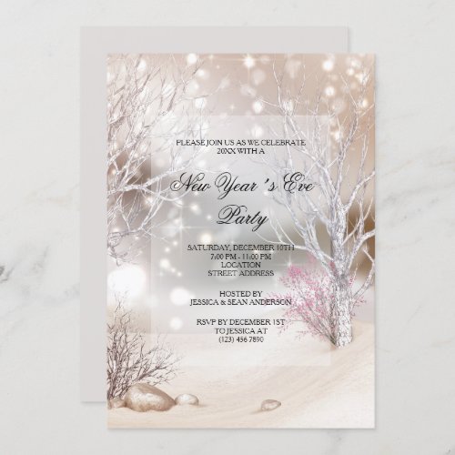Outdoor Winters Scene New Years Eve Party Invitation