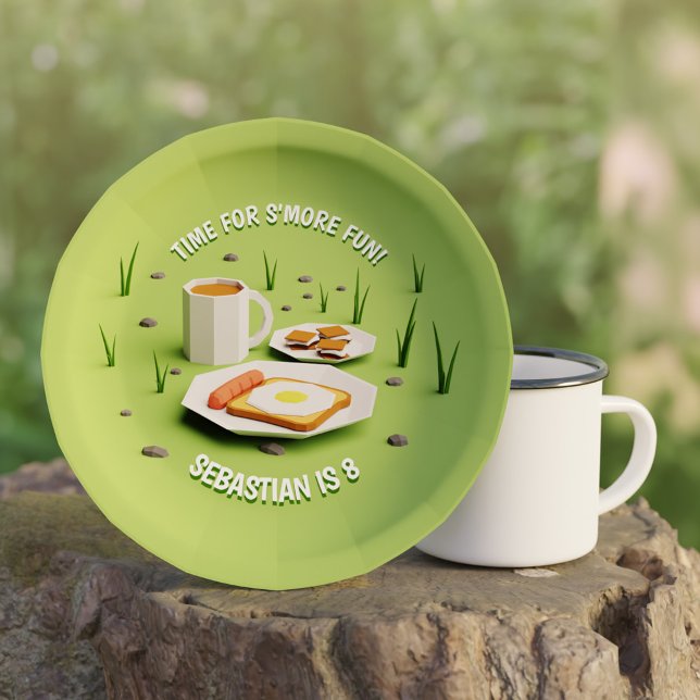 Outdoors Boys S'more Camping Kids Birthday Party Paper Plates (Outdoors Boys S'more Camping Kids Birthday Party Paper Plates)