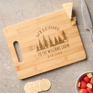 Outdoors Camp Personalized Family Cabin Name Engraved Cutting Board