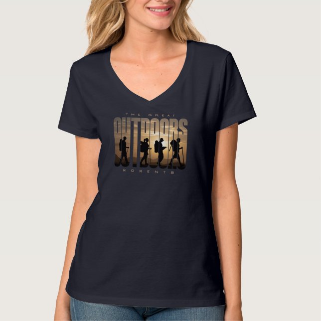 Outdoors Camping | Women's V-Neck T-Shirt (Front)