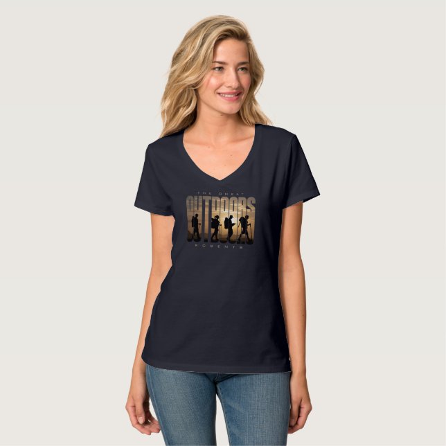 Outdoors Camping | Women's V-Neck T-Shirt (Front Full)