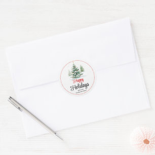 Outdoors Christmas tree Happy Holidays Classic Round Sticker