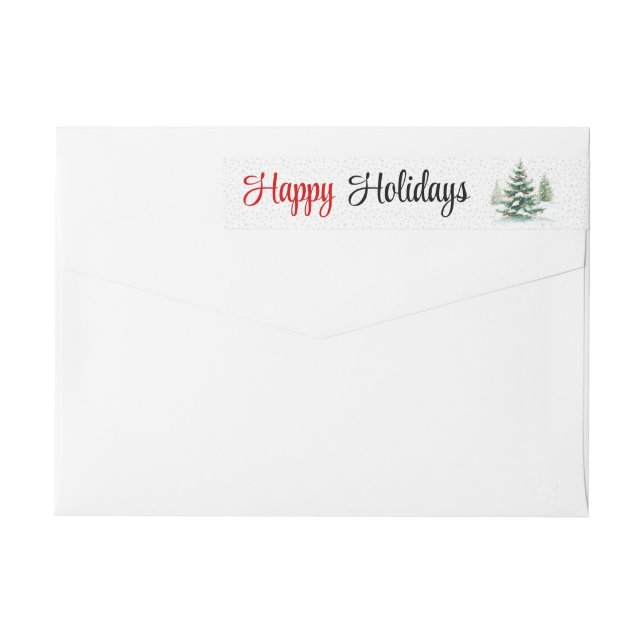 Outdoors Christmas tree Happy Holidays Wrap Around Label (Back)