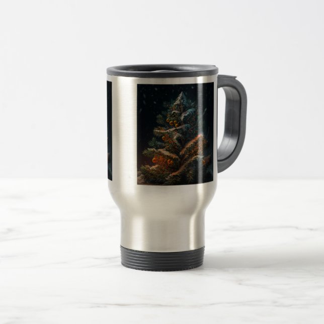 Outdoors Christmas Tree Travel/Commuter Mug, 15 oz Travel Mug (Front Right)