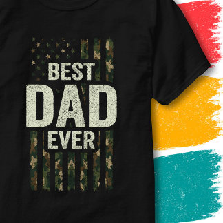 Outdoors Dad Flag Best Dad Ever Camo American Flag T-Shirt