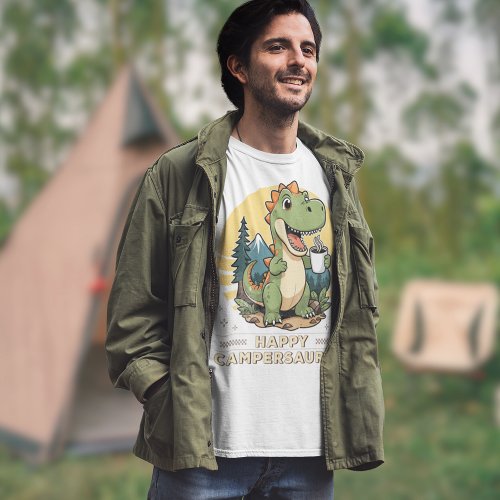 Outdoors Dinosaur Camper Saurus Funny Camping T_Shirt