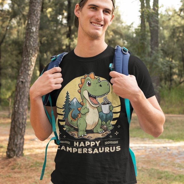 Outdoors Dinosaur Happy Campersaurus Funny Camping T-Shirt (Creator Uploaded)
