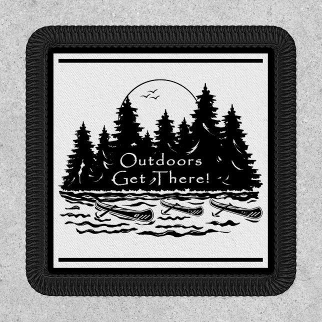 Outdoors Get There Canoes B&W Patch (Front)