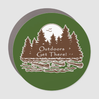 Outdoors Get There Canoes BW Car Magnet