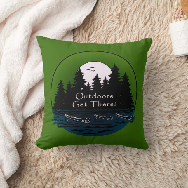Outdoors Get There Canoes  Throw Pillow (Blanket)