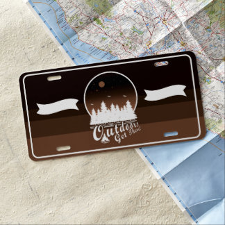 Outdoors Get There Moon Brown License Plate