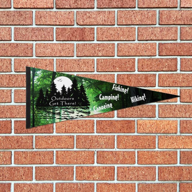 Outdoors Get There Pennant Flag (Front)