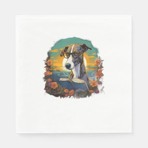 Outdoors Greyhound Dog Reading Book Napkins