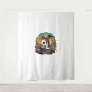 Outdoors Greyhound Dog Reading Book Tapestry