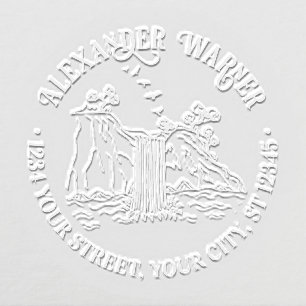 Outdoors: Mountain Waterfall Name Return Address Embosser