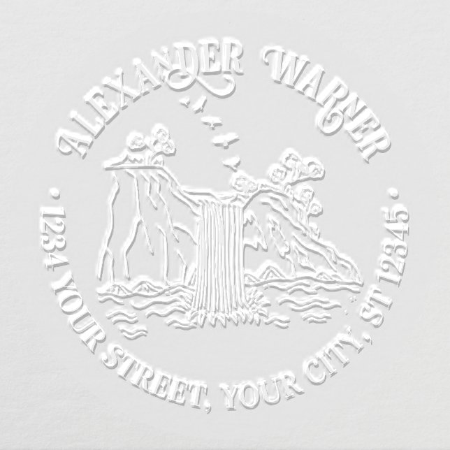  Outdoors: Mountain Waterfall Name Return Address Embosser (Design)