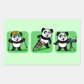 Outdoors Pandas Rectangular Sticker by cuteunion at Zazzle