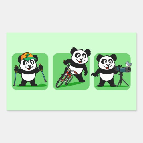 Outdoors Pandas Rectangular Sticker