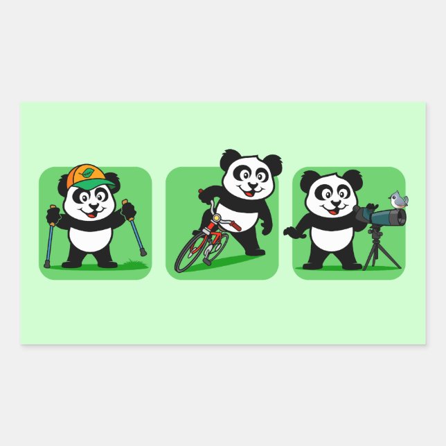 Outdoors Pandas Rectangular Sticker (Front)