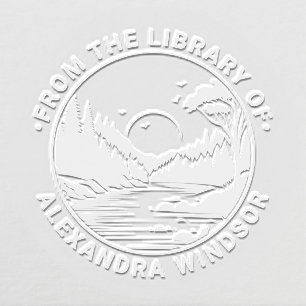 Outdoors: River Stream Trees Sun Library Book Name Embosser