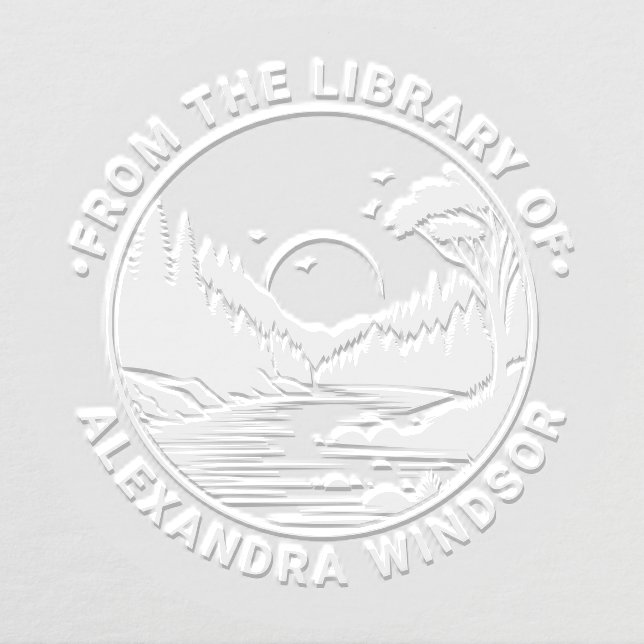 Outdoors: River Stream Trees Sun Library Book Name Embosser (Design)