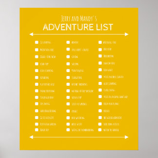 Outdoorsey couple's gift bucket list poster