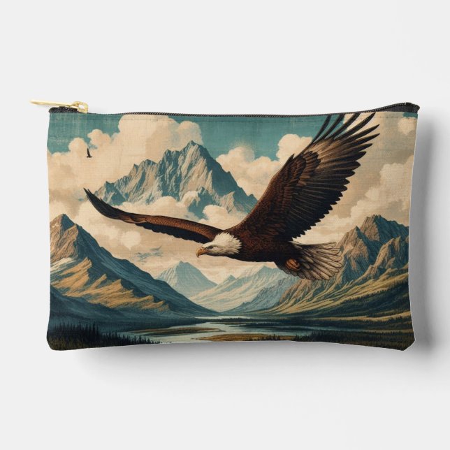 Outdoorsman bald eagle mountain range accessory pouch (Front)