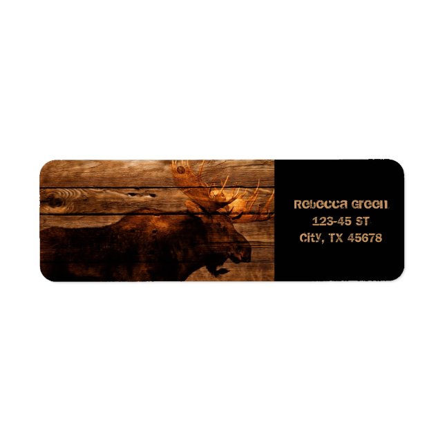 outdoorsman distressed wood wildlife bull moose label (Front)