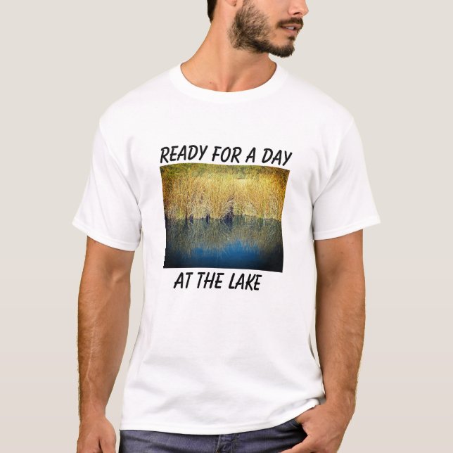 Outdoorsman Lake Water Reflection Photo Nature T-Shirt (Front)