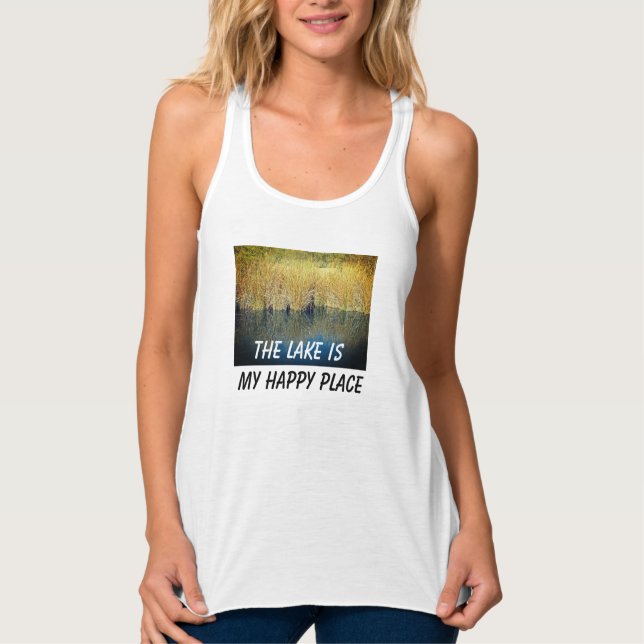 Outdoorsman Lake Water Reflection Photo Nature Tank Top (Front)