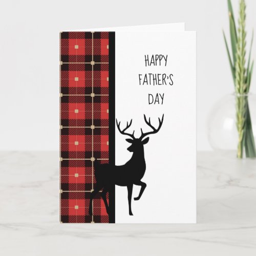 Outdoorsman Red Plaid with Deer Fathers Day Card