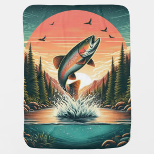 Outdoorsman trout nature baby blanket