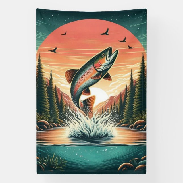 Outdoorsman trout nature banner (Vertical)