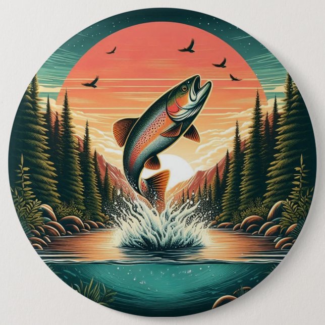 Outdoorsman trout nature button (Front)