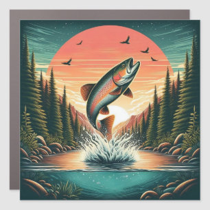 Outdoorsman trout nature car magnet