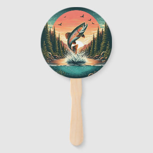 Outdoorsman trout nature hand fan