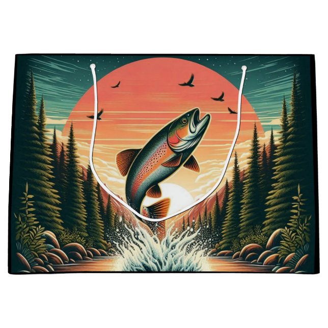Outdoorsman trout nature large gift bag (Front)