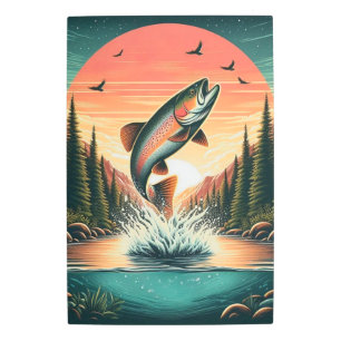 Outdoorsman trout nature metal print