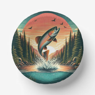 Outdoorsman trout nature paper bowls