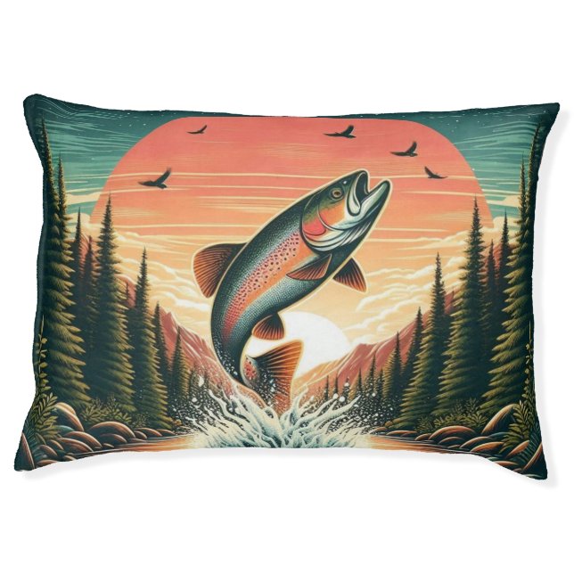 Outdoorsman trout nature pet bed (Front)