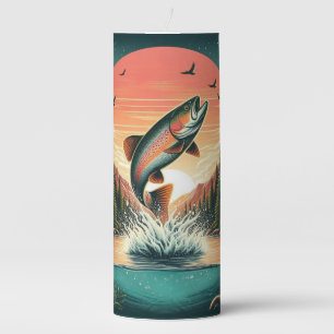 Outdoorsman trout nature pillar candle
