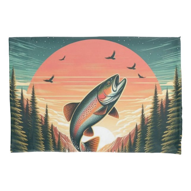 Outdoorsman trout nature pillow case (Front)