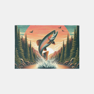 Outdoorsman trout nature rug
