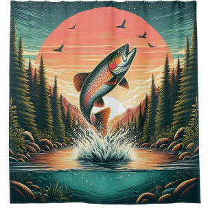 Outdoorsman trout nature shower curtain