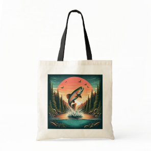 Outdoorsman trout nature tote bag